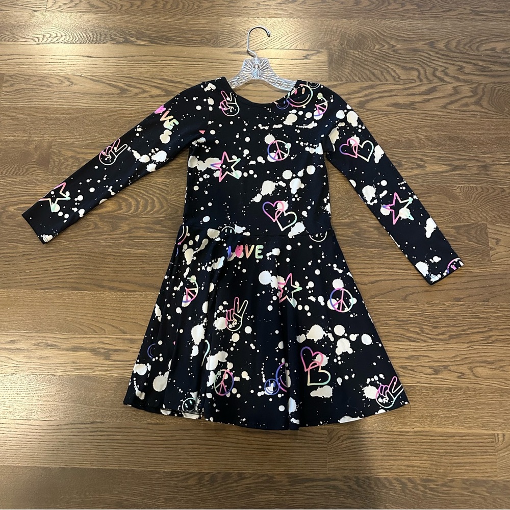 Pixielane Stylish Black, Pink and white girls Dress with Fun Patterns